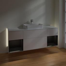 Тумба под раковину Villeroy & Boch Finion 160х50,1 см с подсветкой МДФ белый матовый лак/стекло белое матовое G451PDMT