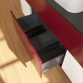 Тумба під раковину Villeroy & Boch Finion 160х50,1 см з підсвічуванням МДФ півонія матовий лак/скло чорне матове G452GFHB