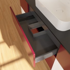 Тумба під раковину Villeroy & Boch Finion 160х50,1 см з підсвічуванням МДФ півонія матовий лак/скло чорне матове G452GFHB