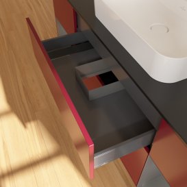 Тумба під раковину Villeroy & Boch Finion 160х50,1 см з підсвічуванням МДФ півонія матовий лак/скло чорне матове G452GKHB