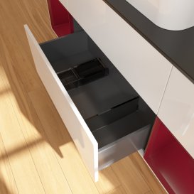 Тумба під раковину Villeroy & Boch Finion 160х50,1 см з підсвічуванням МДФ білий глянцевий лак/скло чорне матове G452HBGF