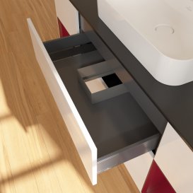 Тумба під раковину Villeroy & Boch Finion 160х50,1 см з підсвічуванням МДФ білий глянцевий лак/скло чорне матове G452HBGF