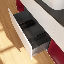 Тумба под раковину Villeroy & Boch Finion 160х50,1 см с подсветкой МДФ белый матовый лак/стекло черное матовое G452HBMT