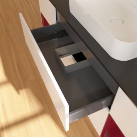 Тумба под раковину Villeroy & Boch Finion 160х50,1 см с подсветкой МДФ белый матовый лак/стекло черное матовое G452HBMT