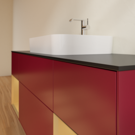 Тумба під раковину Villeroy & Boch Finion 160х50,1 см з підсвічуванням МДФ півонія матовий лак/скло чорне матове G452HFHB