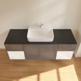 Тумба под раковину Villeroy & Boch Finion 160х50,1 см с подсветкой МДФ антрацит матовый лак/стекло черное матовое G452MTGK