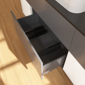 Тумба под раковину Villeroy & Boch Finion 160х50,1 см с подсветкой МДФ антрацит матовый лак/стекло черное матовое G452MTGK