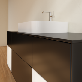 Тумба под раковину Villeroy & Boch Finion 160х50,1 см с подсветкой МДФ черный матовый лак/стекло черное матовое G452MTPD