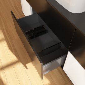 Тумба під раковину Villeroy & Boch Finion 160х50,1 см із підсвічуванням МДФ чорний матовий лак/скло чорне матове G452MTPD