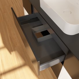 Тумба под раковину Villeroy & Boch Finion 160х50,1 см с подсветкой МДФ черный матовый лак/стекло черное матовое G452MTPD