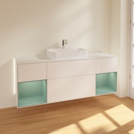 Тумба під раковину Villeroy & Boch Finion 160х50,1 см із підсвічуванням МДФ білий матовий лак/скло біле матове G451GMMT