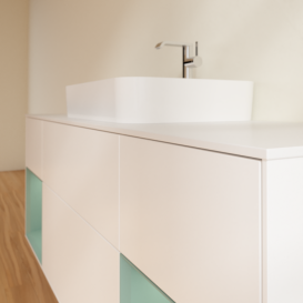 Тумба під раковину Villeroy & Boch Finion 160х50,1 см із підсвічуванням МДФ білий матовий лак/скло біле матове G451GMMT