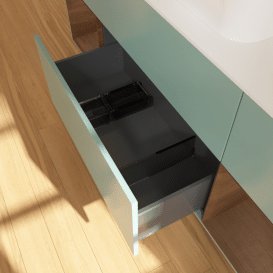 Тумба під раковину Villeroy & Boch Finion 160х50,1 см із підсвічуванням МДФ оливковий матовий лак/скло біле матове G451GNGM