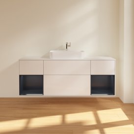 Тумба под раковину Villeroy & Boch Finion 160х50,1 см с подсветкой МДФ глянцевый белый лак/стекло белое матовое G451HGGF