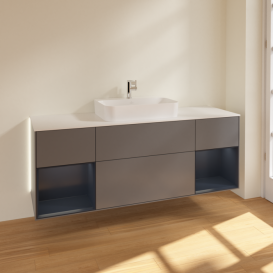 Тумба под раковину Villeroy & Boch Finion 160х50,1 см с подсветкой МДФ антрацит матовый лак/стекло белое матовое G451HGGK