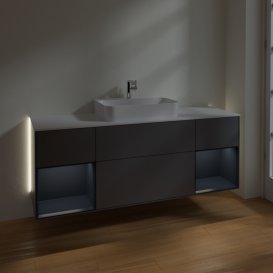 Тумба под раковину Villeroy & Boch Finion 160х50,1 см с подсветкой МДФ антрацит матовый лак/стекло белое матовое G451HGGK