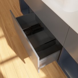 Тумба под раковину Villeroy & Boch Finion 160х50,1 см с подсветкой МДФ антрацит матовый лак/стекло белое матовое G451HGGK