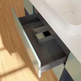 Тумба под раковину Villeroy & Boch Finion 160х50,1 см с подсветкой МДФ оливковый матовый лак/стекло белое матовое G451HGGM