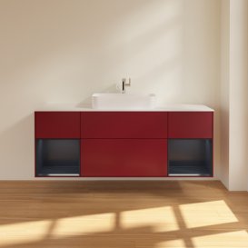 Тумба под раковину Villeroy & Boch Finion 160х50,1 см с подсветкой МДФ пион матовый лак/стекло белое матовое G451HGHB