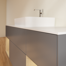 Тумба под раковину Villeroy & Boch Finion 160х50,1 см с подсветкой МДФ антрацит матовый лак/стекло белое матовое G451PCGK