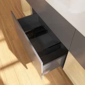 Тумба под раковину Villeroy & Boch Finion 160х50,1 см с подсветкой МДФ антрацит матовый лак/стекло белое матовое G451PCGK