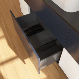 Тумба под раковину Villeroy & Boch Finion 160х50,1 см с подсветкой МДФ темно-синий матовый лак/стекло черное матовое G452GFHG