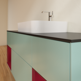 Тумба под раковину Villeroy & Boch Finion 160х50,1 см с подсветкой МДФ оливковый матовый лак/стекло черное матовое G452HBGM