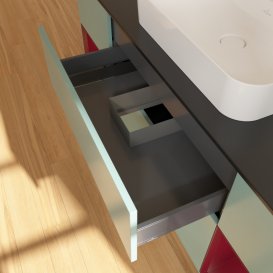 Тумба под раковину Villeroy & Boch Finion 160х50,1 см с подсветкой МДФ оливковый матовый лак/стекло черное матовое G452HBGM