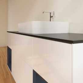 Тумба под раковину Villeroy & Boch Finion 160х50,1 см с подсветкой МДФ глянцевый белый лак/стекло черное матовое G452HGGF