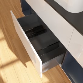 Тумба под раковину Villeroy & Boch Finion 160х50,1 см с подсветкой МДФ глянцевый белый лак/стекло черное матовое G452HGGF