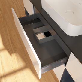 Тумба под раковину Villeroy & Boch Finion 160х50,1 см с подсветкой МДФ глянцевый белый лак/стекло черное матовое G452HGGF