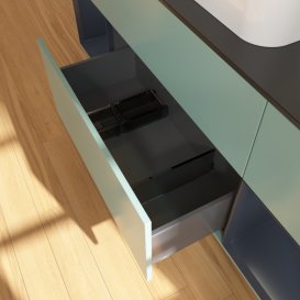 Тумба під раковину Villeroy & Boch Finion 160х50,1 см із підсвічуванням МДФ оливковий матовий лак/скло чорне матове G452HGGM