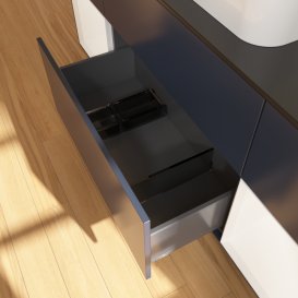 Тумба під раковину Villeroy & Boch Finion 160х50,1 см із підсвічуванням МДФ темно-синій матовий лак/скло чорне матове G452MTHG