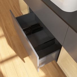 Тумба под раковину Villeroy & Boch Finion 160х50,1 см с подсветкой МДФ антрацит матовый лак/стекло черное матовое G452PCGK