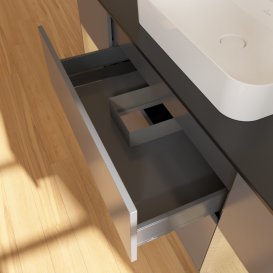 Тумба под раковину Villeroy & Boch Finion 160х50,1 см с подсветкой МДФ антрацит матовый лак/стекло черное матовое G452PCGK