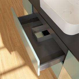 Тумба під раковину Villeroy & Boch Finion 160х50,1 см із підсвічуванням МДФ оливковий матовий лак/скло чорне матове G452PCGM