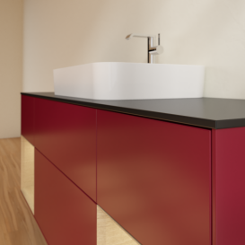 Тумба под раковину Villeroy & Boch Finion 160х50,1 см с подсветкой МДФ пион матовый лак/стекло черное матовое G452PCHB