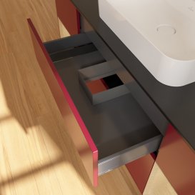 Тумба под раковину Villeroy & Boch Finion 160х50,1 см с подсветкой МДФ пион матовый лак/стекло черное матовое G452PCHB