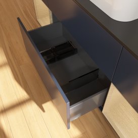 Тумба під раковину Villeroy & Boch Finion 160х50,1 см із підсвічуванням МДФ темно-синій матовий лак/скло чорне матове G452PCHG