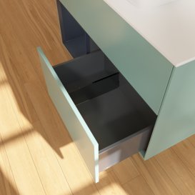 Тумба під раковину Villeroy & Boch Finion 100х50,1 см із підсвічуванням МДФ оливковий матовий лак/скло біле матове F771HGGM