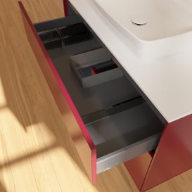 Тумба під раковину Villeroy & Boch Finion 100х50,1 см з підсвічуванням МДФ півонія матовий лак/скло біле матове F771HGHB