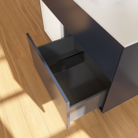 Тумба під раковину Villeroy & Boch Finion 100х50,1 см із підсвічуванням МДФ темно-синій матовий лак/скло біле матове F771MTHG