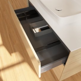 Тумба під раковину Villeroy & Boch Finion 100х50,1 см із підсвічуванням МДФ шпон дуба/скло біле матове F771MTPC