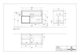 Тумба під раковину Villeroy & Boch Finion 100х50,1 см із підсвічуванням МДФ шпон дуба/скло біле матове F771MTPC