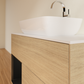 Тумба під раковину Villeroy & Boch Finion 100х50,1 см із підсвічуванням МДФ шпон дуба/скло біле матове F771PDPC