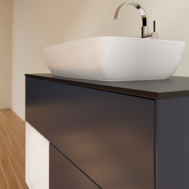 Тумба під раковину Villeroy & Boch Finion 100х50,1 см із підсвічуванням МДФ темно-синій матовий лак/скло чорне матове F772GFHG