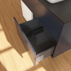 Тумба під раковину Villeroy & Boch Finion 100х50,1 см із підсвічуванням МДФ темно-синій матовий лак/скло чорне матове F772GFHG