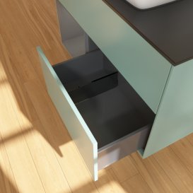 Тумба під раковину Villeroy & Boch Finion 100х50,1 см із підсвічуванням МДФ оливковий матовий лак/скло чорне матове F772GKGM