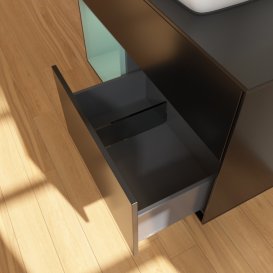 Тумба под раковину Villeroy & Boch Finion 100х50,1 см с подсветкой МДФ черный матовый лак/стекло черное матовое F772GMPD