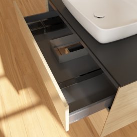 Тумба под раковину Villeroy & Boch Finion 100х50,1 см с подсветкой МДФ шпон дуба/стекло черное матовое F772GNPC